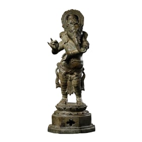 11th-12th century Chola Dynasty, IndiaHindu bronze statue of Ganesha (the elephant-headed god).