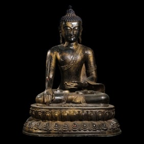 Chinese Ming Dynasty Gilt Bronze Seated Buddha Statue