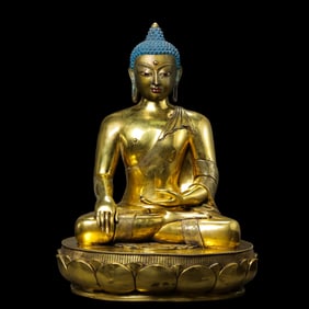 Chinese Qing Dynasty Gilt Bronze Seated Buddha Statue