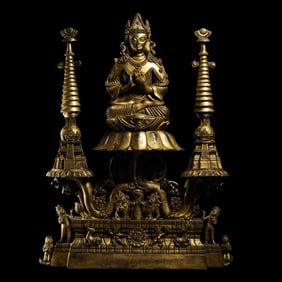 Chinese Ming Dynasty Gilt Bronze Seated Buddha Statue