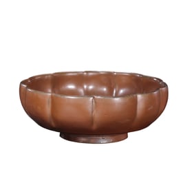 Red-glazed flower-shaped plate from Yaozhou kiln, Northern Song Dynasty, China