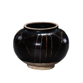 Northern Song Dynasty Cizhou Kiln Black Glazed Line Jar