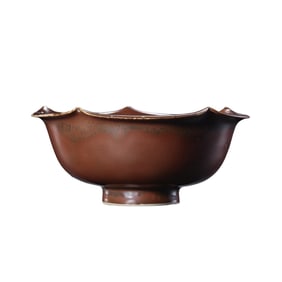 Chinese Song Dynasty Red Glazed Flower-Shaped Cup