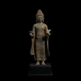 West Asian bronze standing Buddha statue