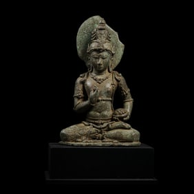 West Asian bronze seated Buddha statue