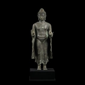 West Asian bronze standing Buddha statue
