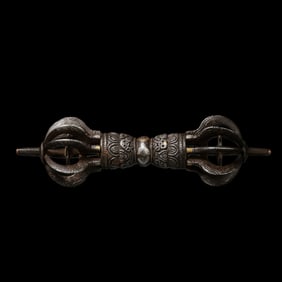 Pure silver Buddhist vajra from the Qing Dynasty in China