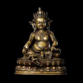 Qing Dynasty Alloy Bronze Seated God of Wealth
