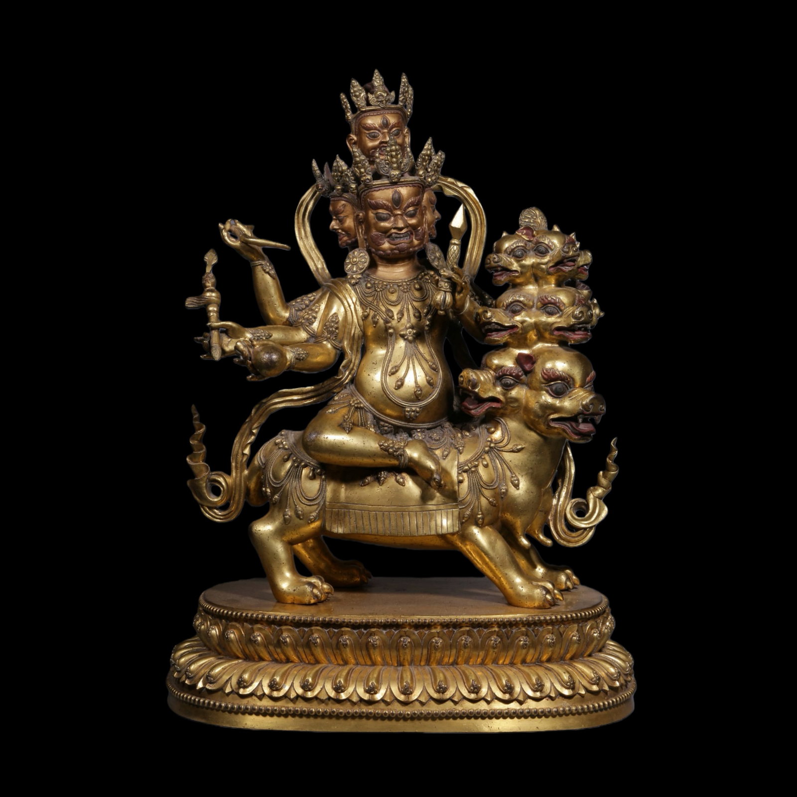 A gilt bronze six-armed Buddha statue from the Yongle period of the Ming Dynasty (1 of 13)