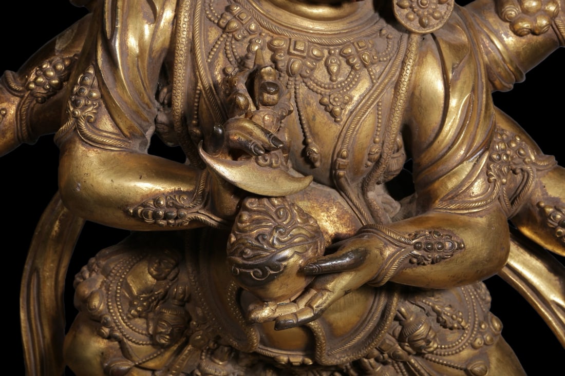 Gilt Bronze Six-Armed Standing Buddha Statue - 5