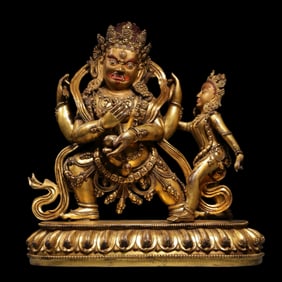 Ming Yongle Gilt Bronze Standing Buddha Statue