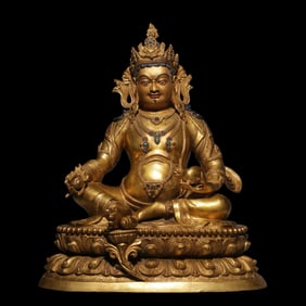 Gilded bronze seated statue of the God of Wealth