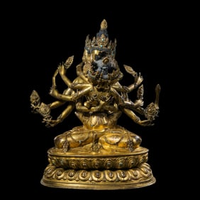 Ming Dynasty Gilt Bronze Seated Buddha Statue