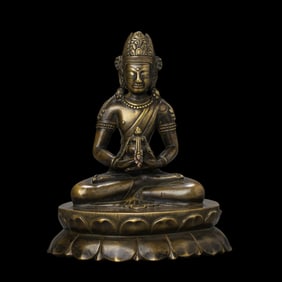 Qing Dynasty Alloy Bronze Seated Buddha Statue
