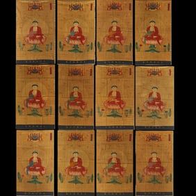 A set of Buddhist embroidered Thangkas