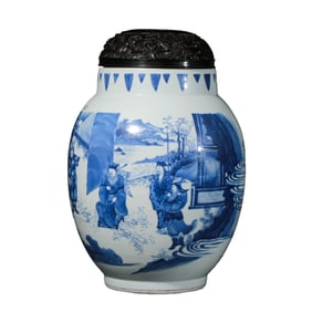 Blue and white covered jar from the Chongzhen period of the Ming Dynasty