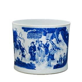 Blue and white porcelain brush pot from the Chongzhen period of the Ming Dynasty