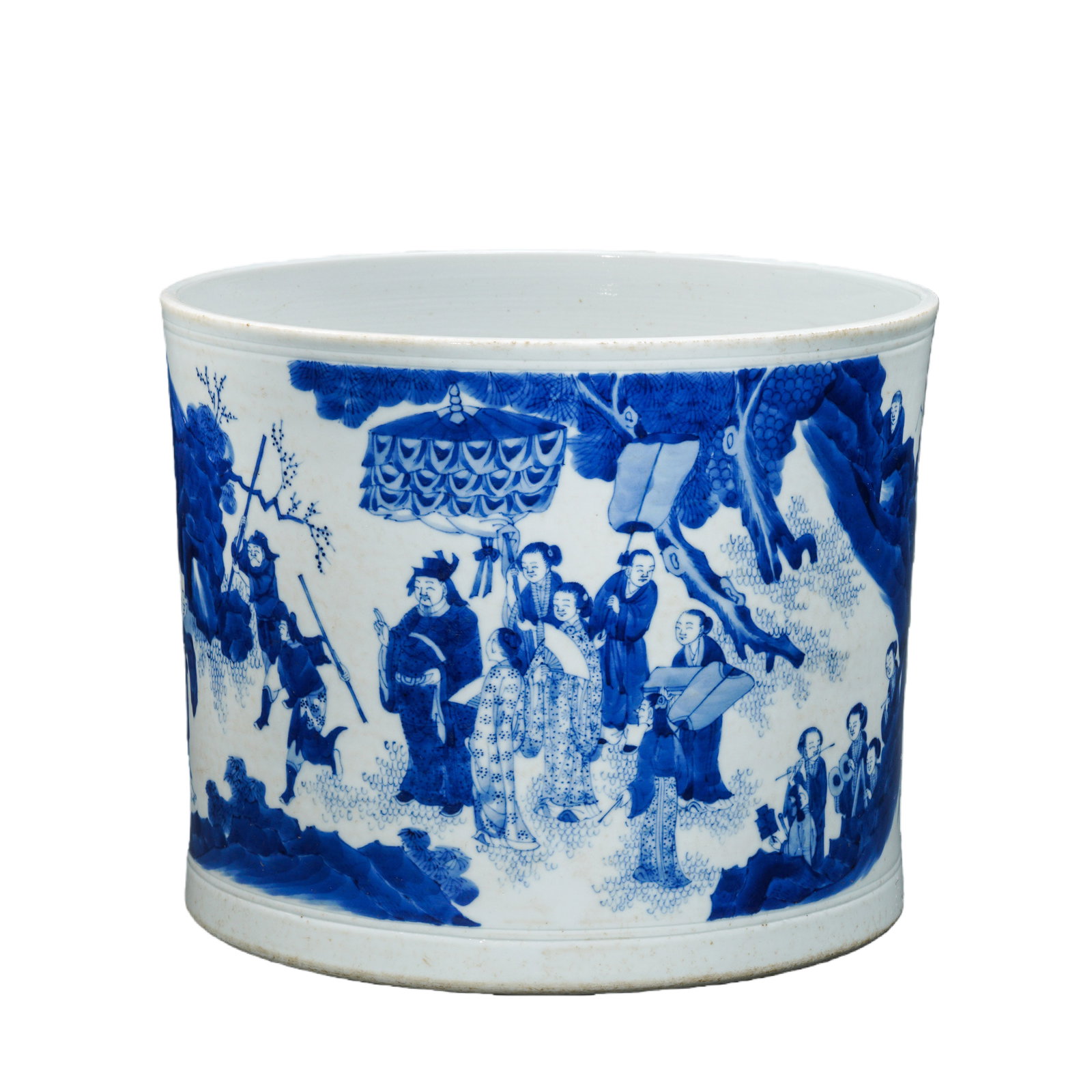 Blue and white porcelain brush pot from the Chongzhen period of the Ming Dynasty (1 of 10)