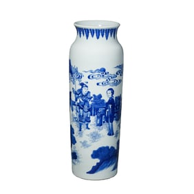 Blue and white porcelain vase with figures from the Chongzhen period of the Ming Dynasty