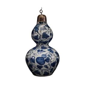 Chinese Yuan Dynasty Blue and White Gourd-Shaped Vase