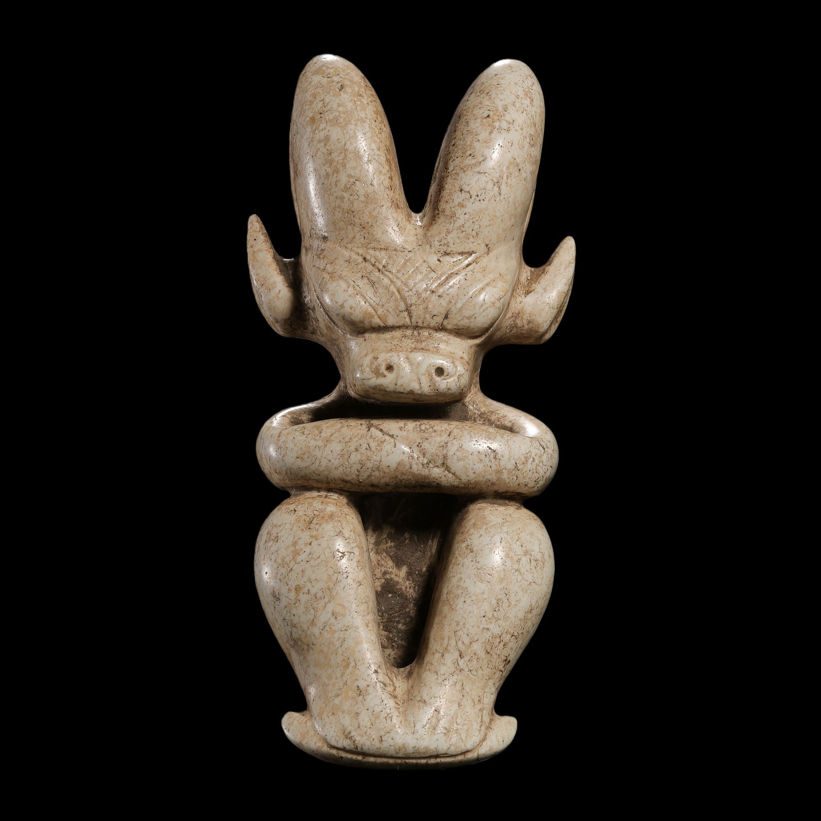 Chicken-bone white jade sun god from the Hongshan period in China (1 of 11)