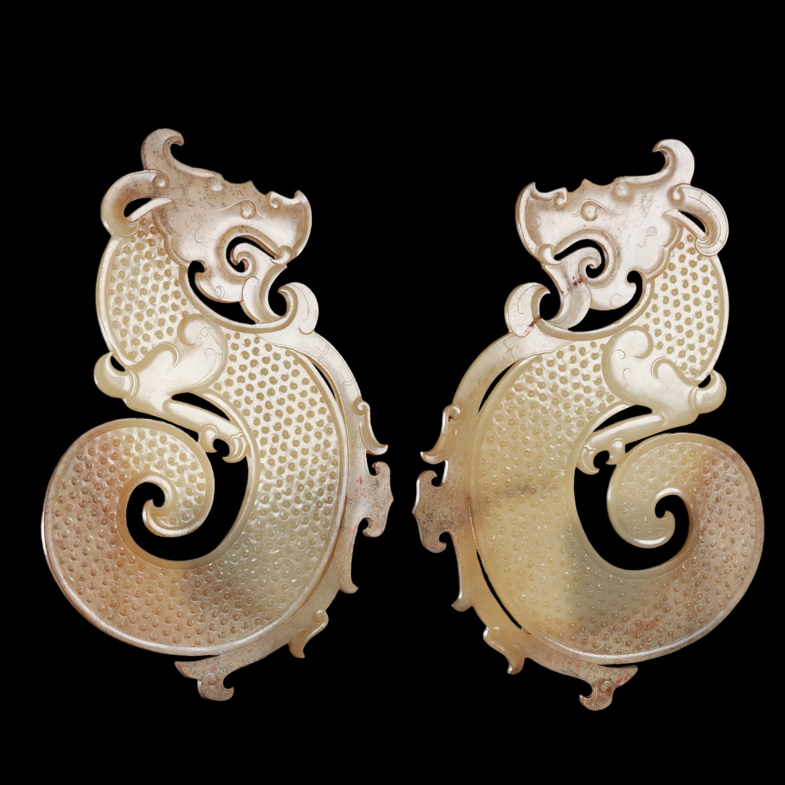 A pair of Chinese Han Dynasty jade pendants (1 of 14)