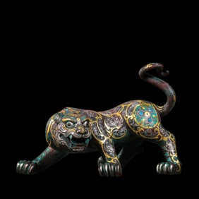 Bronze Tiger with Gold and Silver Inlay from the Warring States Period in China