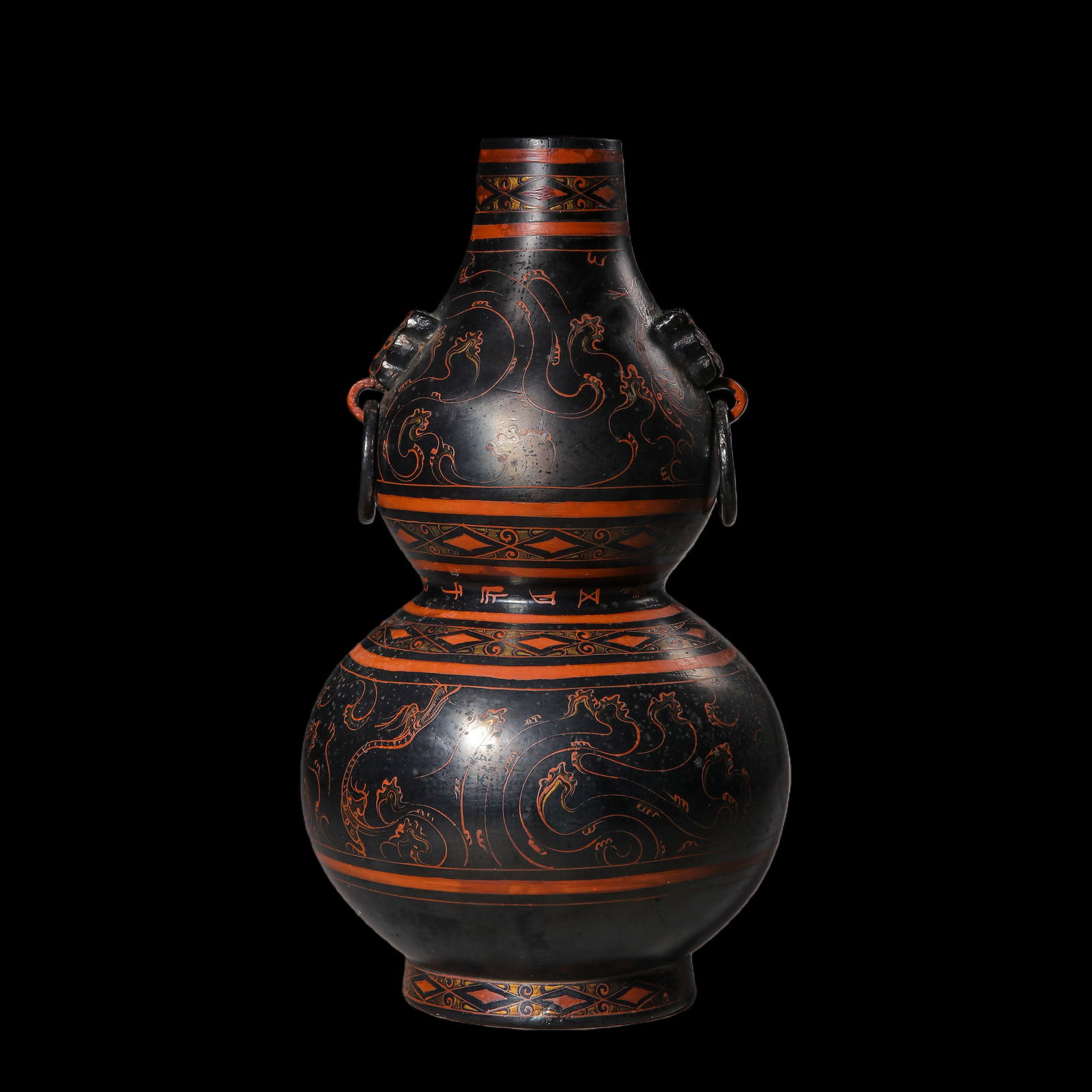 Chinese Warring States Period Lacquer Gourd Bottle (1 of 7)