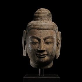 Buddhist head from the late Tang and Five Dynasties period in China (Qing Dynasty)