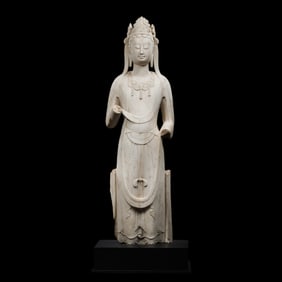 Standing White Marble Buddha Statue from the Tang Dynasty in China