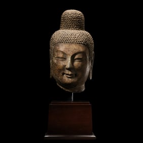 Chinese Tang Dynasty Blue Stone Buddha Head