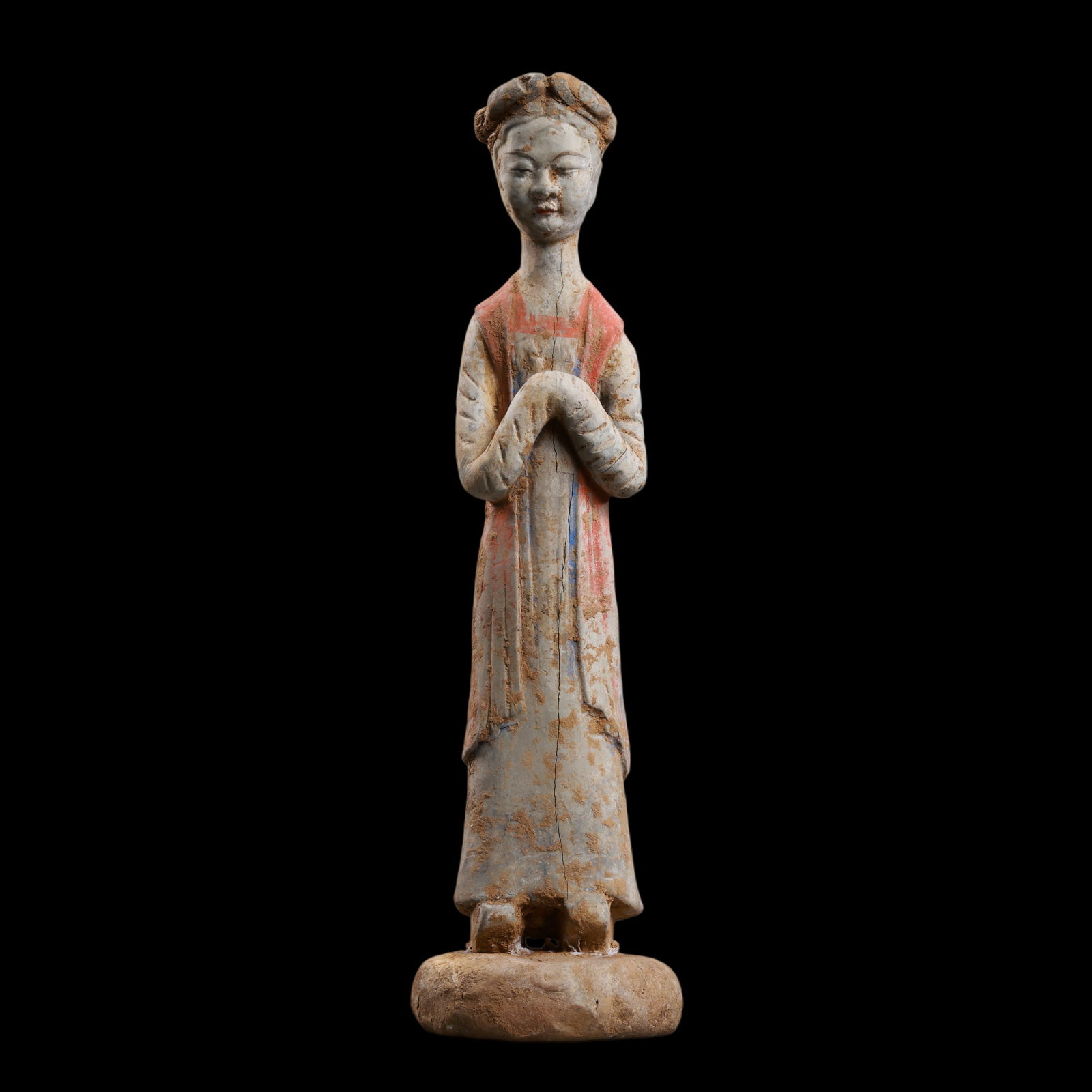 Chinese Tang Dynasty Bluestone Painted Standing Female Figure (1 of 9)
