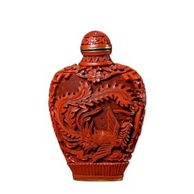 Qing Dynasty carved red snuff bottle