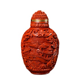 Qing Dynasty carved red snuff bottle