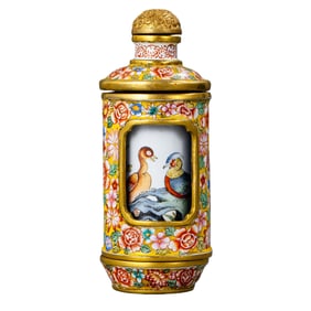 Qing Dynasty Copper-bodied Enamel Revolving Snuff Bottle