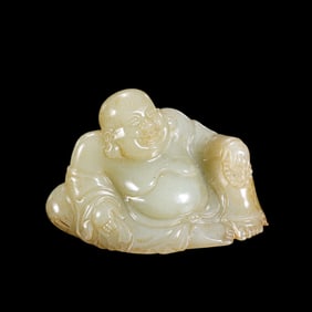 Qing Dynasty Hetian Jade Maitreya Buddha