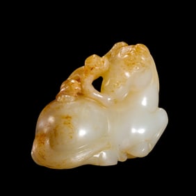 Qing Dynasty Hetian Jade Horseman's Conferment of a Noble Title