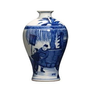 Kangxi period blue and white porcelain vase with figures