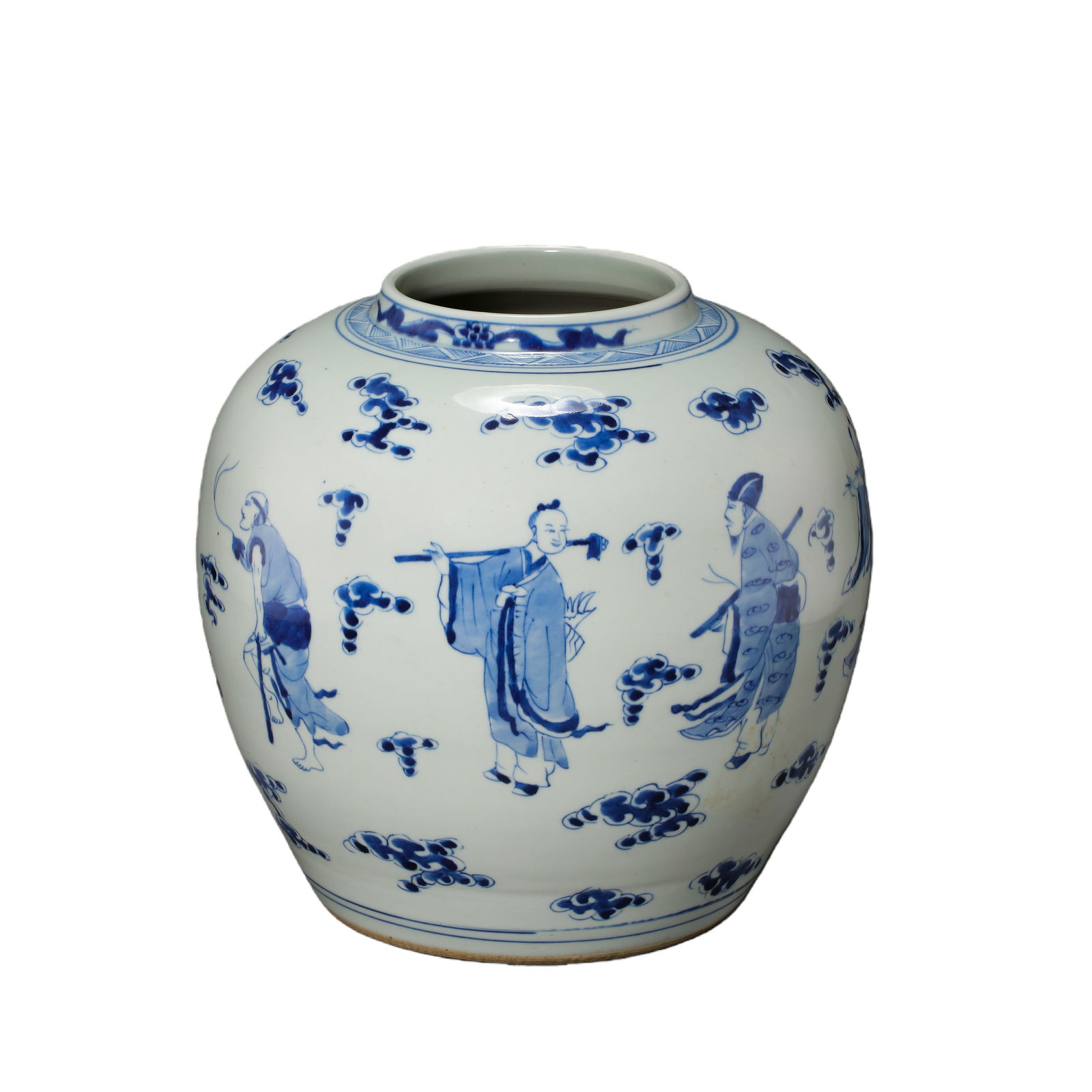 Qing Dynasty Blue and White Porcelain Jar with Figures (1 of 7)