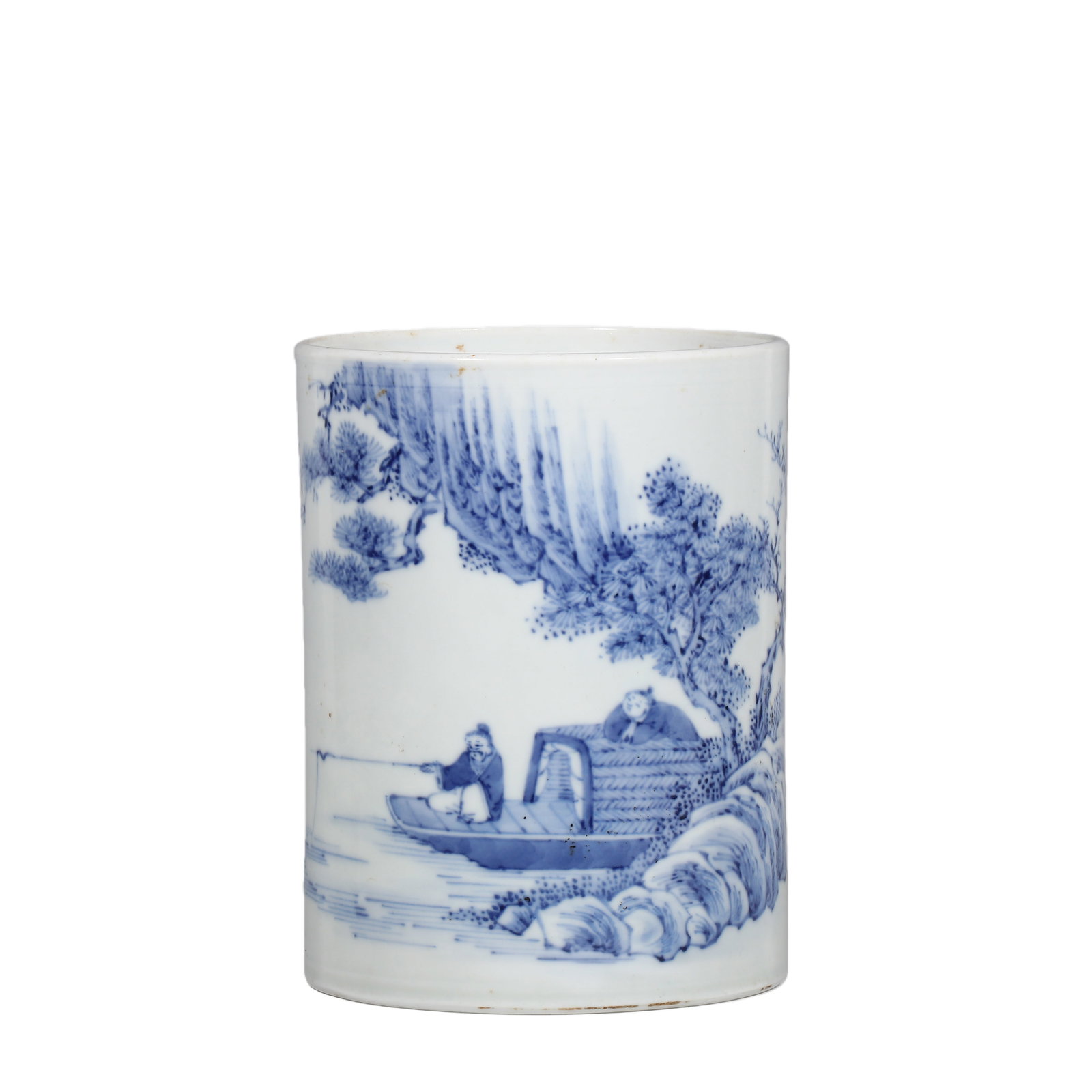 Ming Chenghua blue and white figure brush pot (1 of 9)