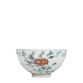 A Qing Dynasty Yongzheng period doucai floral bowl