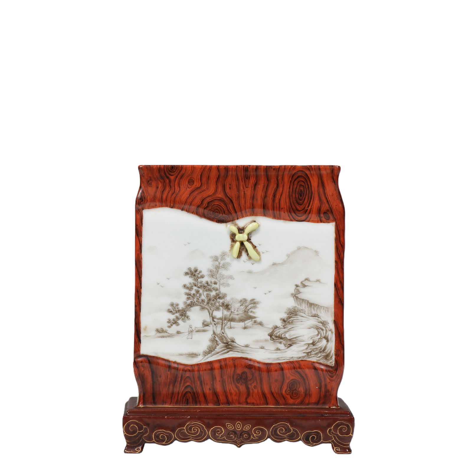 Chinese square brush holder with wood grain from the Yongzheng period of the Qing Dynasty (1 of 9)