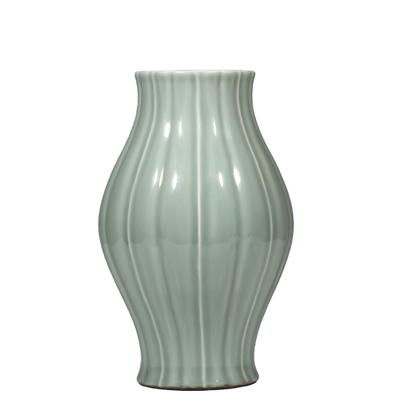 Qing Dynasty, Qianlong Period, Celadon Glazed Olive-Shaped Vase (1 of 9)