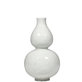 Ming Dynasty White Glazed Carved Gourd Bottle
