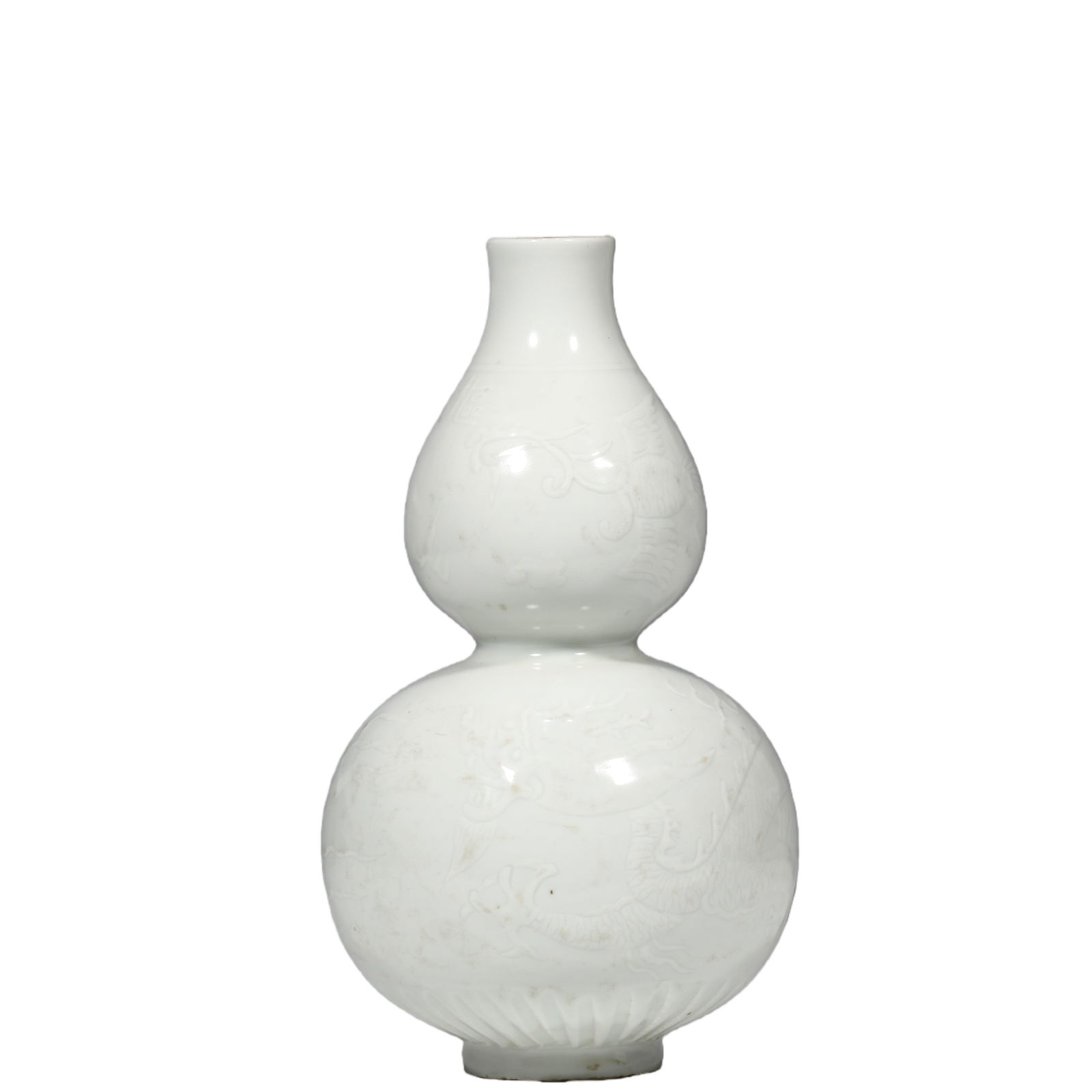 Ming Dynasty White Glazed Carved Gourd Bottle (1 of 9)