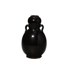 Tang Dynasty Gongxian Kiln Black Glazed Double-Handled Gourd Bottle