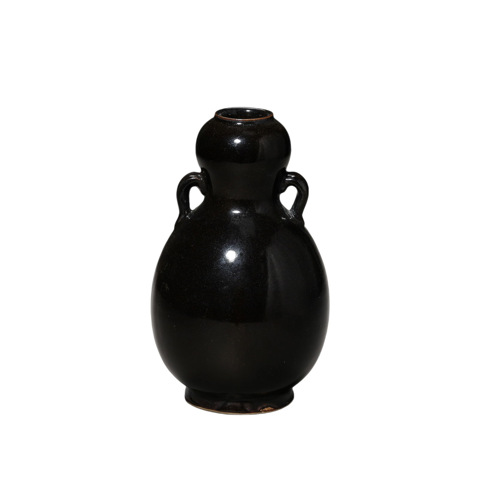 Tang Dynasty Gongxian Kiln Black Glazed Double-Handled Gourd Bottle (1 of 9)
