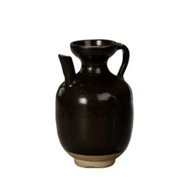 Northern Song Dynasty Cizhou Kiln Black Glazed Striped Ewer