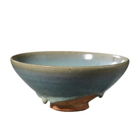 A Jun ware bowl with sky-blue glaze and red trim from the Northern Song Dynasty in China
