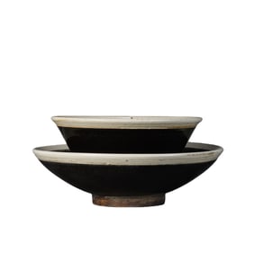 A set of Cizhou ware white-glazed cups and saucers from the Northern Song Dynasty, China